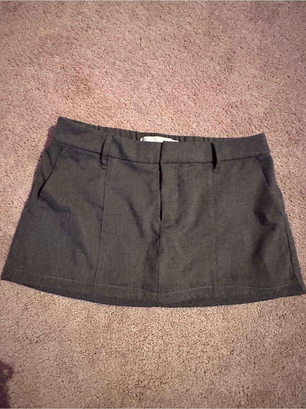 Tailored gray Mini Skirt with Belt Loops